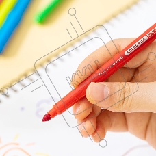 Фломастеры Deli EC161-24 Color Kids, круглый корпус, конический пишущий наконечник, вентилируемый колпачок, 24 цвета, пакет с европодвесом