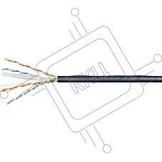 Кабель информационный Cabeus UTP-4P-Cat.6-SOLID-OUT-LSZH-UV кат.6 U/UTP LSZH универсальный 305м черный