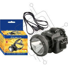 Фонарь налобный аккумуляторный LED 5366 (220В LED 2 режима; черн.) Ultraflash 11649