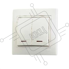 Выключатель 2-кл. СП Мира 10А IP20 с подсветкой крем./крем. LEZARD 701-0303-112