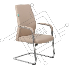 Кресло офисное Бюрократ _JONS-LOW-V/BEIGE бежевый, кожа, на полозьях