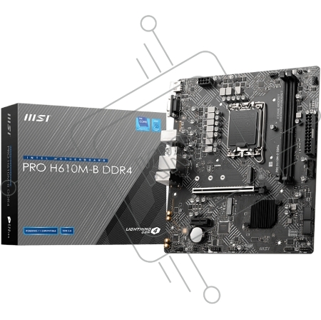 Материнская плата MSI PRO H610M-B DDR4 / Intel H610 LGA1700 2xDDR4-3200 1xPCIex16 4xSATA 1xM.2 HDMI VGA / mATX