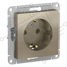 Механизм розетки 1-м СП ATLAS DESIGN с заземл. 16А шампань SchE ATN000543