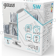 Светильник Gauss GTL205 (GT2051) настольный на прищепке LED белый/белый 5Вт