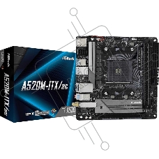 Материнская плата ASRock A520M-ITX/AC, AM4, AMD A520, 2xDDR4, 4xSATA, 1xM.2 PCI-E, 1xPCI-E 3.0 x16, 1xHDMI, 1xDP, 1x1Gb LAN, Wi-Fi, Bluetooth, 2xUSB-A 2.0, 3xUSB-A 3.2 Gen 1, 1xUSB-C 3.1, 3x3.5 мм, 7.1, Mini-ITX