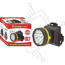 Фонарь налобный 909LED5 (5LED 1 режим; 3хR6 черн.) Ultraflash 11781