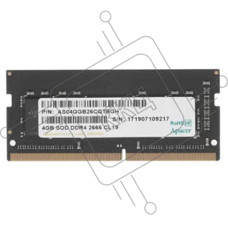 Оперативная память Apacer SO-DIMM DDR4 4GB 2666  ES.04G2V.KNH Non-ECC, CL19, 1.2V, AS04GGB26CQTBGH, 1R, 512x8, RTL