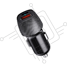 Автомобильное зарядное устройство с двумя портами Rexant (USB-A QC 3.0 + USB-C PD) со световой индикацией, 38Вт, черное