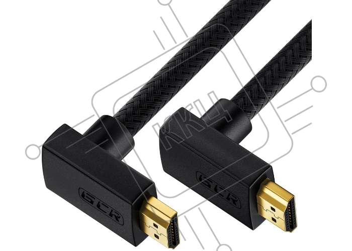 Кабель GCR 1.0m HDMI 2.0, M верхний угол /M верхний угол, черный, HDR 4:2:2, Ultra HD, 4K 60 fps 60Hz/5K*30Hz, 3D, AUDIO, 18.0 Гбит/с, 28/28 AWG, GCR-52309