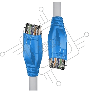 Патч-корд прямой 1.0m UTP кат.5e, серый, синие коннекторы, 24 AWG, литой, ethernet high speed 1 Гбит/с, RJ45, T568B