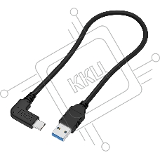 Кабель GCR интерфейсный USB 3.0 (USB 3.2 Gen 1) Type C 1.0m, АМ / CM угловой, 5 Гбит/с, черный, GCR-54771