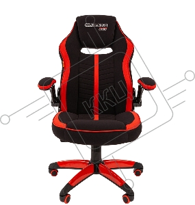 Игровое кресло Chairman game 19 чёрное/красное  (ткань полиэстер, пластик, газпатрон 3 кл, ролики, механизм качания)