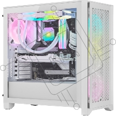 Корпус без блока питания Corsair iCUE 4000D RGB Airflow, Midi-Tower, TG, 3x120mm RGB, 1xUSB-A 3.2, 1xUSB 3.2 Type-C, E-ATX, ATX, mATX, mITX White