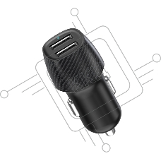 Автомобильное зарядное устройство c двумя портами Rexant (USB-А + USB-A) со световой индикацией, 12Вт, черное