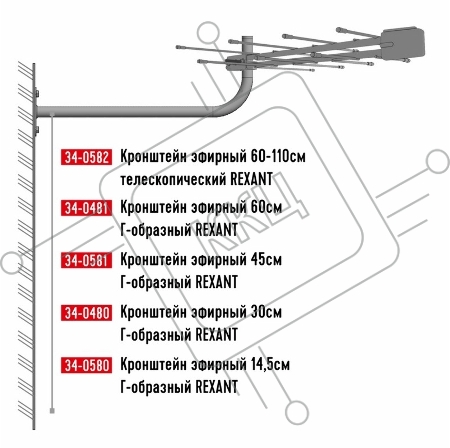 Кронштейн эфирный 60-110 см телескопический REXANT