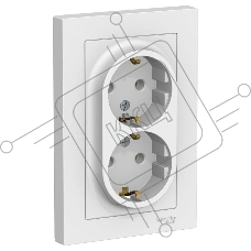 Розетка 2-м ATLAS DESIGN с заземл. 16А в сборе бел. SchE ATN000124