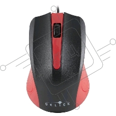 Мышь проводная Oklick 225M черный/красный, 1200 dpi, USB, кнопки - 3