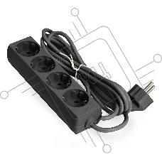 Удлинитель ExeGate ECE-4-5B (EX285816RUS), черный, 5 м, евровилка с заземлением, 4 евророзетки с заземлением, 2200 Вт
