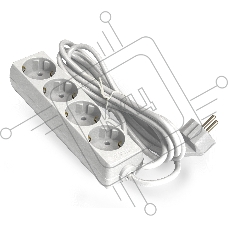 Удлинитель ExeGate ECE-4-5W (EX285818RUS), белый, 5 м, евровилка с заземлением, 4 евророзетки с заземлением, 2200 Вт