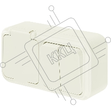 Блок (2выкл. + роз) Bylectrica ОУ IP54 серия ПРАЛЕСКА АКВА, (2В-РЦ-655 бежевый)