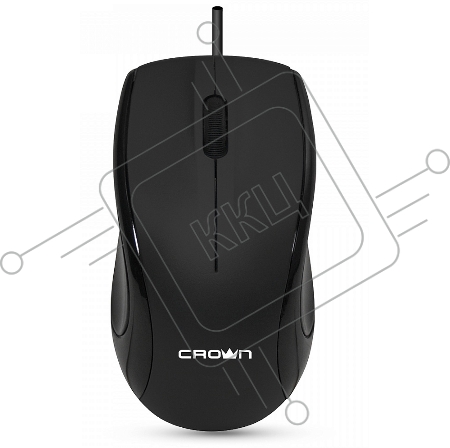 Мышь CROWN CMM-31 (Black)  (3 кнопки; 1000DPI; Длина провода: 1.3м; USB; Soft-touch пластик ,Plug & Play)