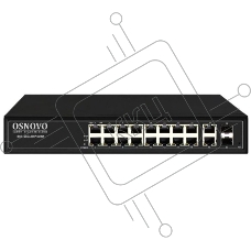 Коммутатор управляемый L2 PoE OSNOVO SW-8182/L(300W) Gigabit Ethernet на 16 RJ45 PoE + 2 x RJ45 + 2 GE SFP портов, до 30W на порт, суммарно до 300W
