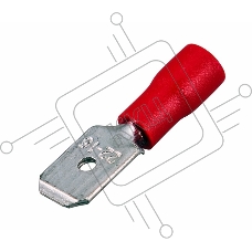 Клеммы,сжим REXANT (08-0313)  КЛЕММА ПЛОСКАЯ изолированная (КПИ штекер - 6.3мм)  0.5-1.5мм  (MDD1.25-250, VM1.25-250)   (100 шт. в уп.) 