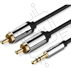Кабель Vention аудио Jack 3,5 mm M/2RCA M - 5 м Чёрный