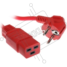 Шнур ПВС-АП 3x1,5 S22C19-250-16-1,8, красный, 1,8 м, C19, 3x1.5, 16А, с заземлением, Power Cube,
