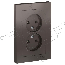 Розетка 2-м ATLAS DESIGN без заземл. 16А в сборе мокко SchE ATN000620