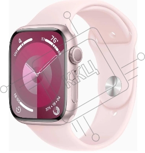 Смарт-часы Apple Watch Series 9 A2980 45мм корп.розовый Sport Band рем.светло-розовый разм.брасл.:M/L (MR9H3ZP/A)