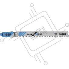 Пилка для лобзика BOSCH T118BF (2.608.634.503)  металл, 92мм, шаг 1.9-2.3, BiM, 5шт LongLife