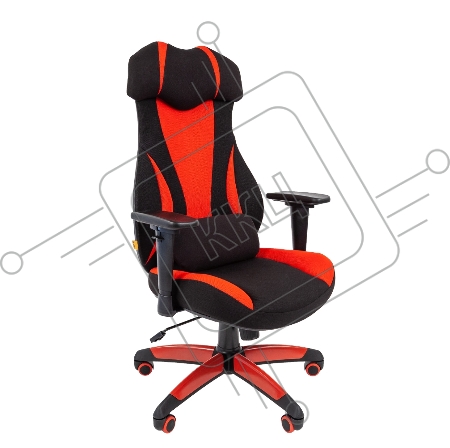Геймерское кресло Chairman game 14 чёрное/красное  (ткань, пластик, газпатрон 3 кл, ролики, механизм качания)