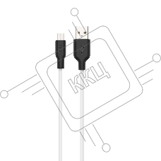 Кабель USB 2.0 hoco X21, силиконовая оплетка, AM/microBM, бело-черный, 1м