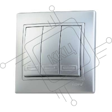 Выключатель 3-кл. СП Мира 10А IP20 метал. сер. LEZARD 701-1010-109