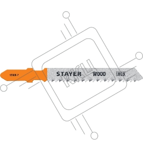 Полотна STAYER, T119B, для эл/лобзика, HCS, по дереву, фанере, ДСП, T-хвост., шаг 2мм, 50мм, 2шт