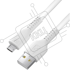 Кабель 1.0m MicroUSB, белый, белый ПВХ