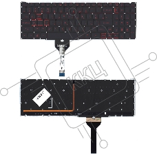 Клавиатура для ноутбука Acer Nitro 5 AN517-41 черная с подсветкой (узкий шлейф, красные буквы)