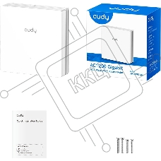 Точка доступа AC1200 Dual Band Gigabit Wall Plate Access Point, 867Mbps at 5GHz + 300Mbps at 2.4GHz, 1 x Gigabit PoE-IN Port, 802.3af / at, 1 x Gigabit RJ45 ports, Cudy Mesh Support