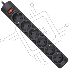 Сетевой фильтр Defender DFS 153 3 м, черный, 6 розеток