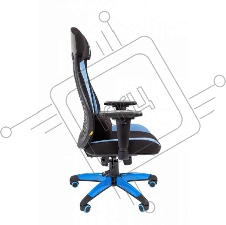 Геймерское кресло Chairman game 14 чёрное/голубое (ткань, пластик, газпатрон 3 кл, ролики, механизм качания)