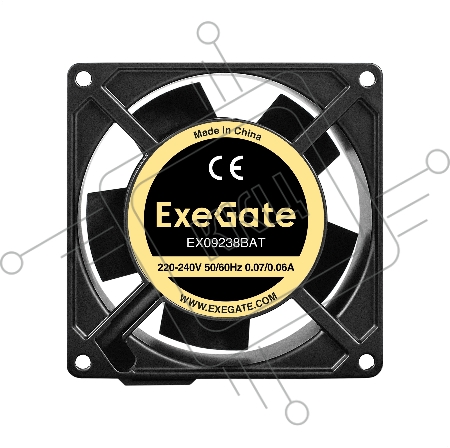 Вентилятор 220В AC ExeGate EX09238BAT (92x92x38 мм, 2-Ball (двойной шарикоподшипник), алюминиевый корпус, клеммы, 2800RPM, 40dBA, RTL)