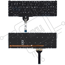 Клавиатура для ноутбука Acer Nitro 5 AN517-41 черная с подсветкой (узкий шлейф, синие буквы)