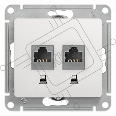 Механизм розетки комп. 2-м Glossa RJ45+RJ45 кат.5е бел. SchE GSL000185KK