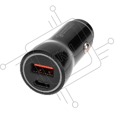 Автозарядка в прикуриватель АЗУ USB-A (QC 3.0)+USB-C (PD), 38Вт черный Rexant