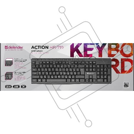 Клавиатура USB ACTION HB-719 RU BLACK 45719 DEFENDER
