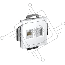 Розетка двойная ATLASDESIGN HDMI+RJ45, кат.5Е, механизм, БЕЛЫЙ