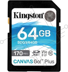 Флеш карта Kingston 64GB SDXC Canvas Go Plus 170R C10 UHS-I U3 V30 EAN: 740617301397