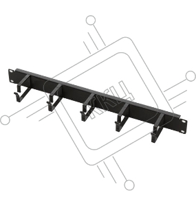 Кабельный органайзер Lande 1U 19” cable management panel 5 metal rings L:63 mm RAL9005