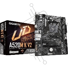 Материнская плата Gigabyte A520M K V2 (V1.1), AM4, AMD A520, 2xDDR4, 4xSATA, 1xM.2, 1xPCIe 3.0 x16, 1xHDMI, 1xVGA, 1x 1Gb LAN, 2xUSB-A 2.0, 4xUSB 3.2 Gen 1, 3x3.5 мм, 7.1, mATX
